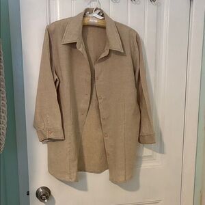 Linen Tan Button-Up Shirt